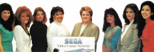 Sega's customer service representatives during the early Master System era. From left: Sandy Rao, Joanne Morales, Judy Jetté, Teri Alba, Cheryl Huculak, Heidi Marc, Teri Klas, and Sharon Rao.